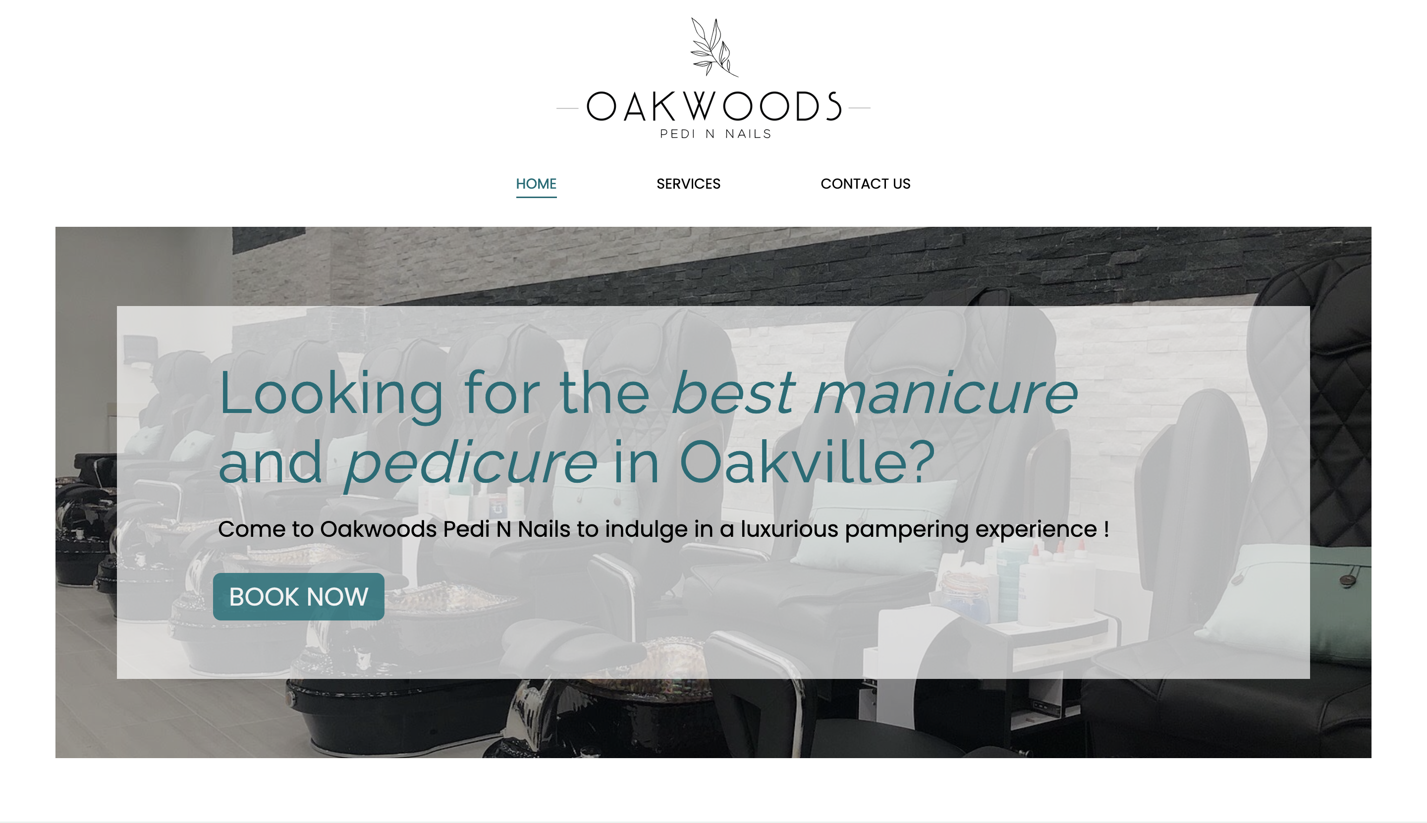 screenshot of Oakwoods Pedi N Nails homepage desktop version